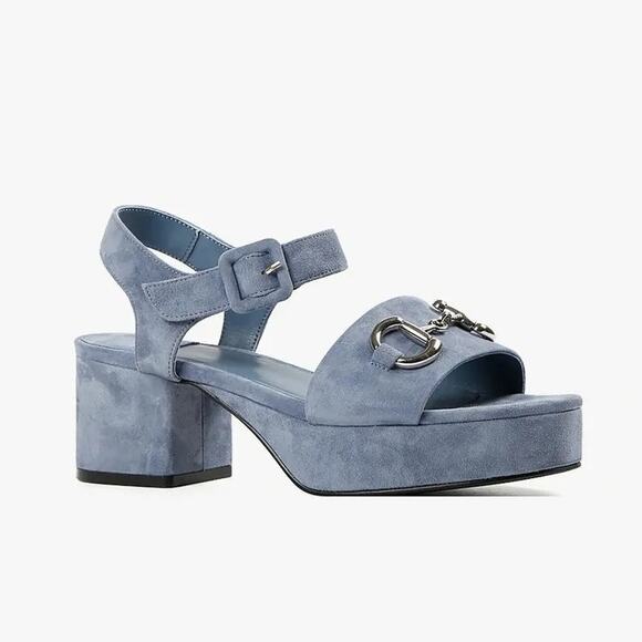 Jeffrey Campbell Shoes - Jeffrey Campbell Women's Blue Suede Timeless Wedge Sandals Size 10